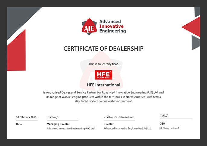 AIE Selects HFE International as Engine Sales & Services Provider