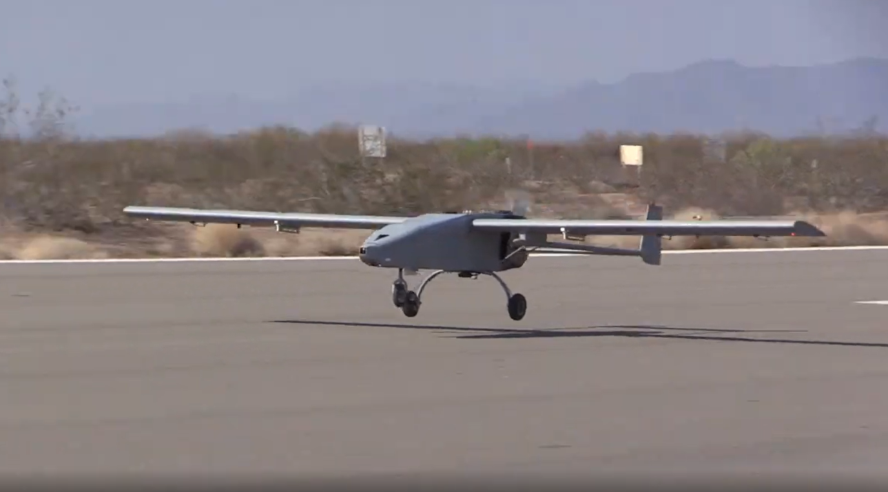 Image of an Uncrewed Aerial Vehicle (UAV) flying with AIE's 225CS Wankel rotary engine